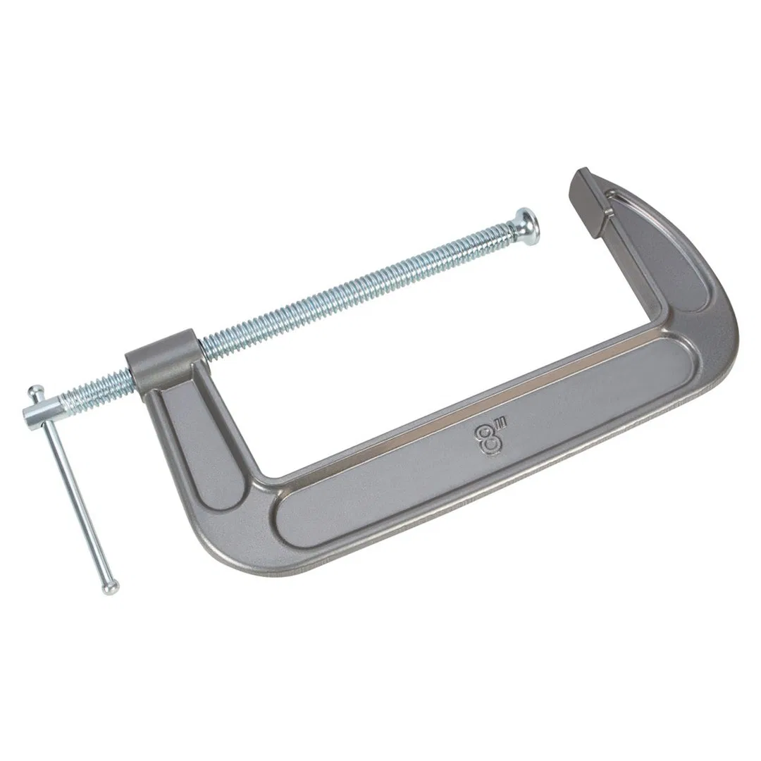 W215C – PERFORM TOOL C Clamp, 8 Inch Jaw Width Quick Release Tough Enamel Finish Malleable Iron With Swivel Pad